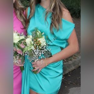 blue green mini dress